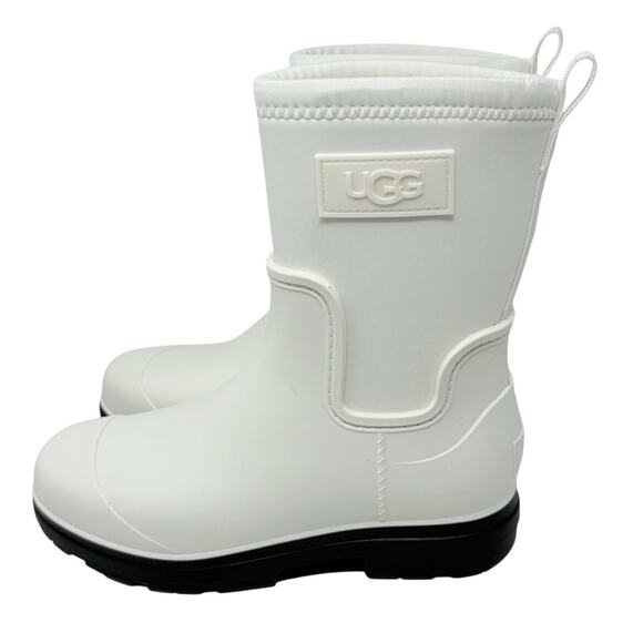 UGG Droplet Mid White Rain Boots Women's 7 Waterproof UGGplush Lined - Picture 10 of 10